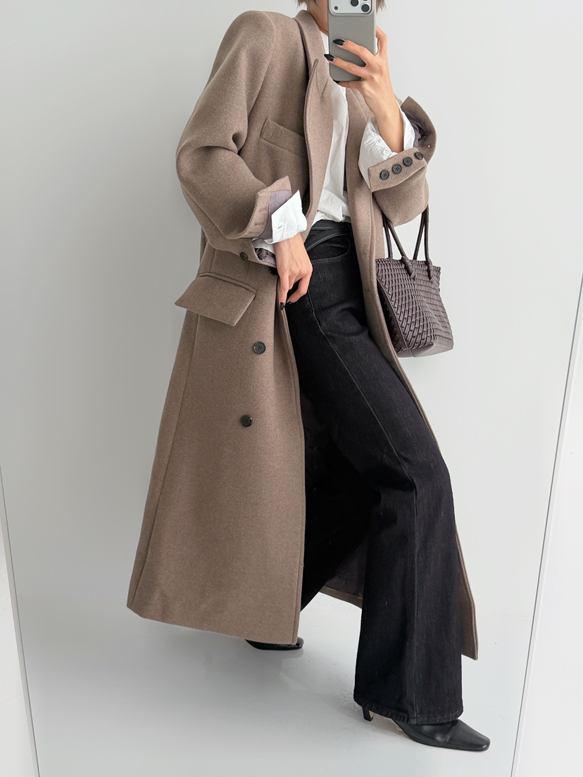 RED-J-레드.J-T韓國代購㊣女裝新品人氣推薦中長款大衣RED-J中長款大衣