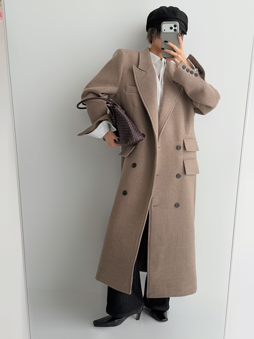 RED-J-레드.J-T韓國代購㊣女裝新品人氣推薦中長款大衣RED-J中長款大衣