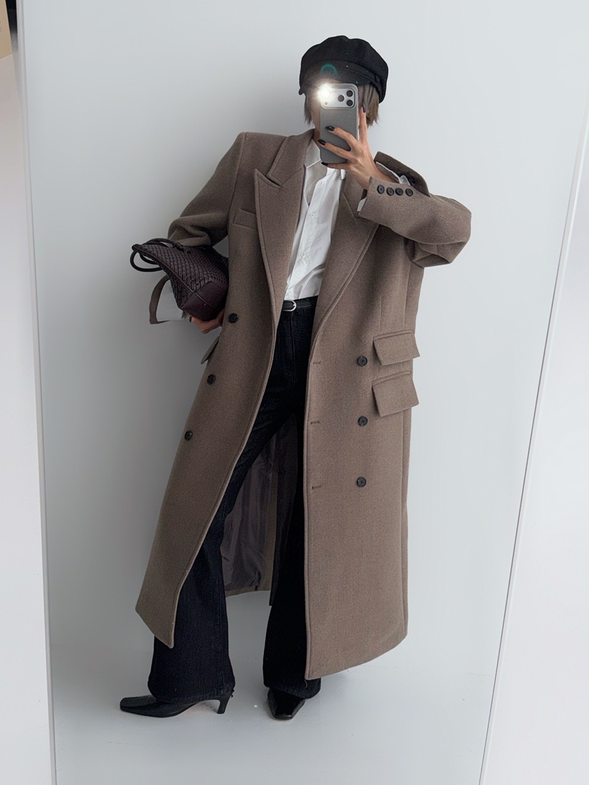 RED-J-레드.J-T韓國代購㊣女裝新品人氣推薦中長款大衣RED-J中長款大衣