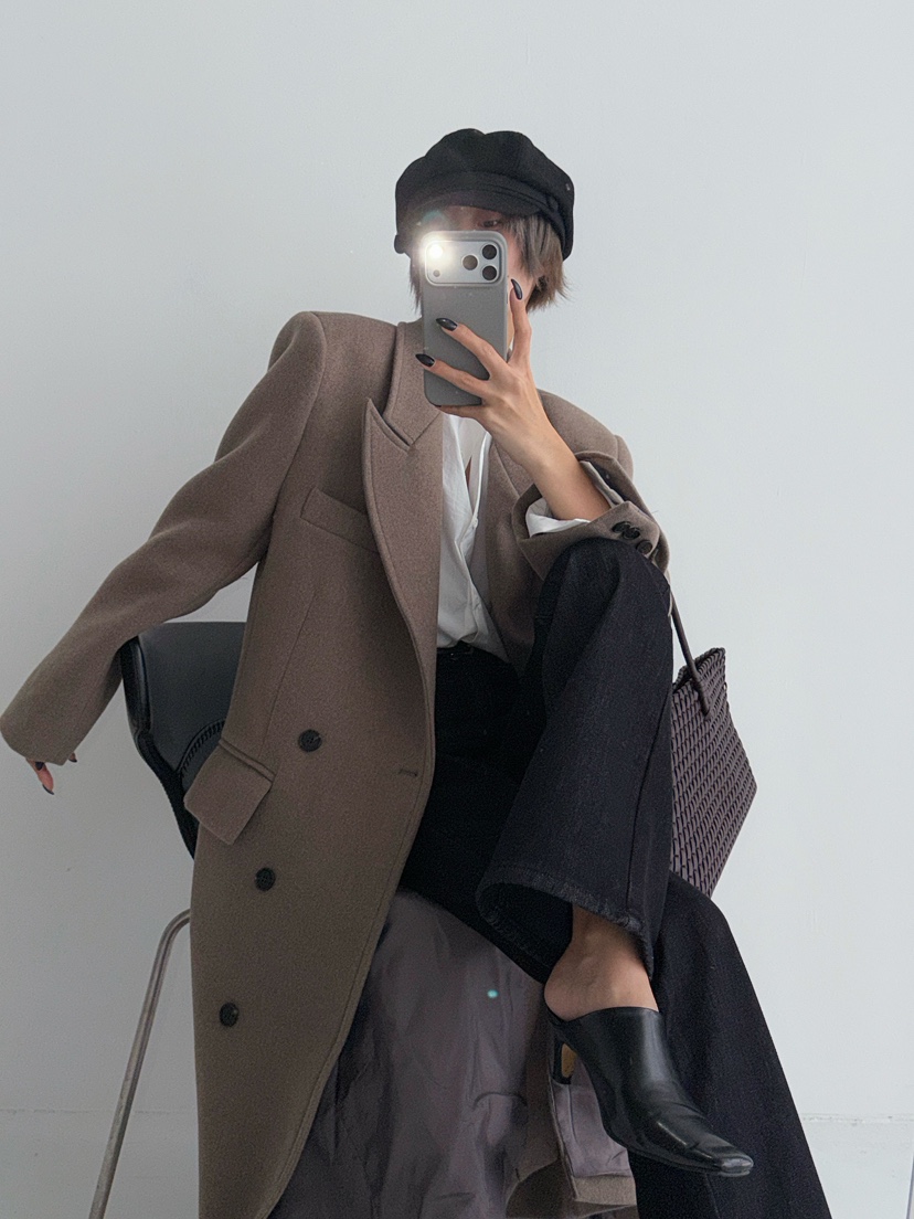 RED-J-레드.J-T韓國代購㊣女裝新品人氣推薦中長款大衣RED-J中長款大衣