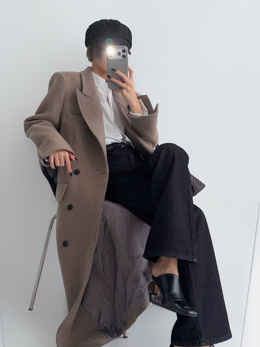 RED-J-레드.J-T韓國代購㊣女裝新品人氣推薦中長款大衣RED-J中長款大衣