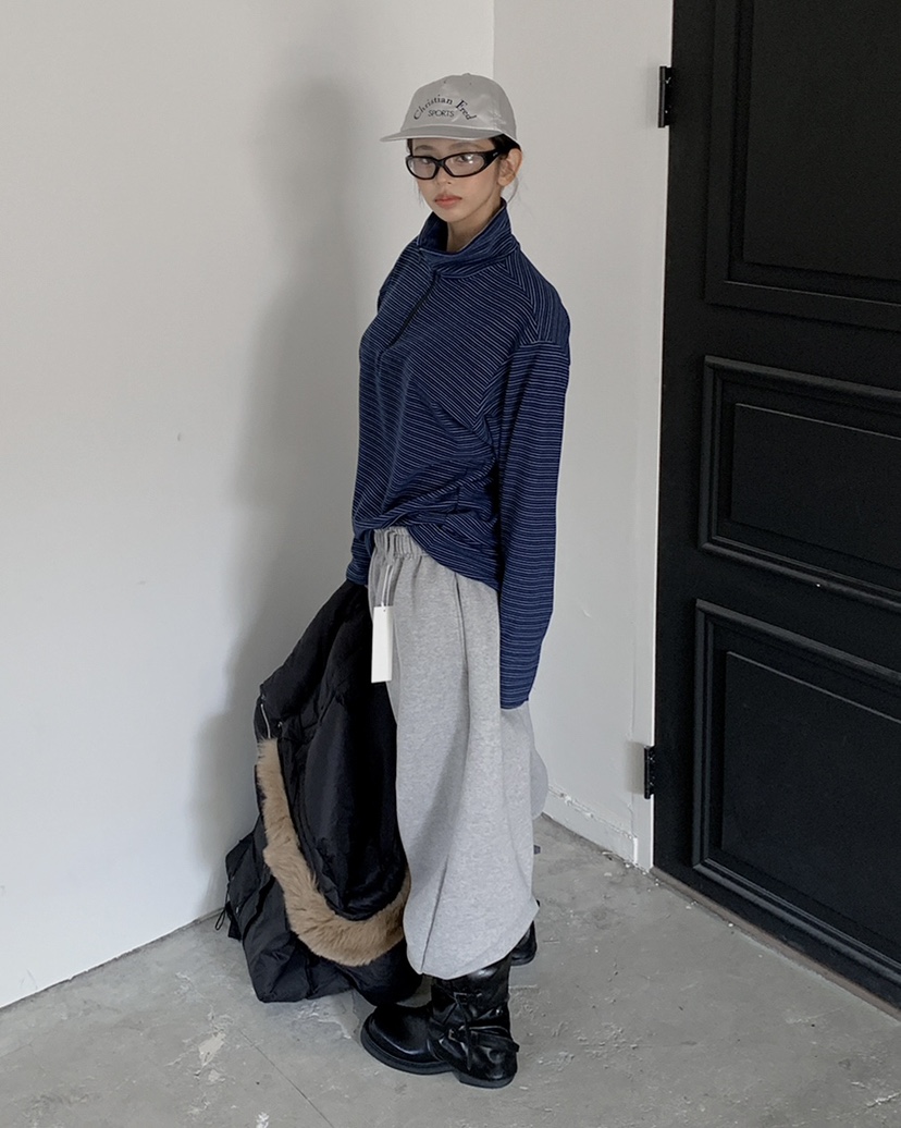 LIVE AID-P東大門㊣代購女裝新品休閑人氣時尚長袖T恤拉鏈LIVE AID-P長袖T恤