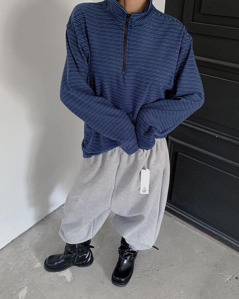 LIVE AID-P東大門㊣代購女裝新品休閑人氣時尚長袖T恤拉鏈LIVE AID-P長袖T恤