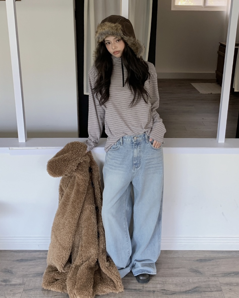 LIVE AID-P東大門㊣代購女裝新品休閑人氣時尚長袖T恤拉鏈LIVE AID-P長袖T恤