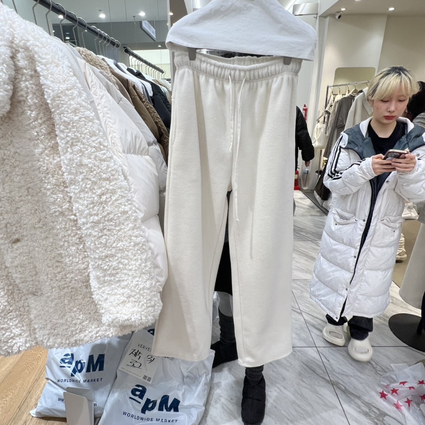 VERVEINE韓國代購㊣女士新品真品25秋冬職業人氣休閑褲抓絨VERVEINE休閑褲圖色1