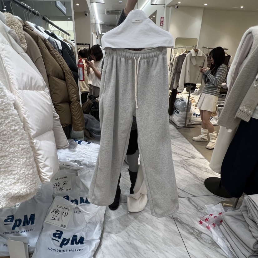 VERVEINE韓國代購㊣女士新品真品25秋冬職業人氣休閑褲抓絨VERVEINE休閑褲圖色2