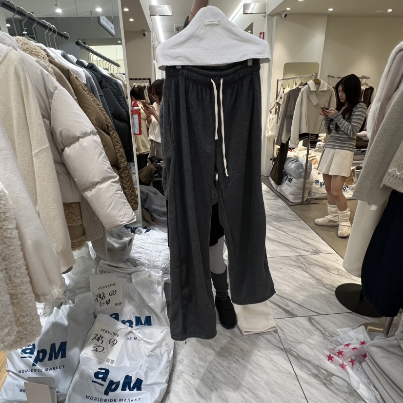 VERVEINE韓國代購㊣女士新品真品25秋冬職業人氣休閑褲抓絨VERVEINE休閑褲圖色3