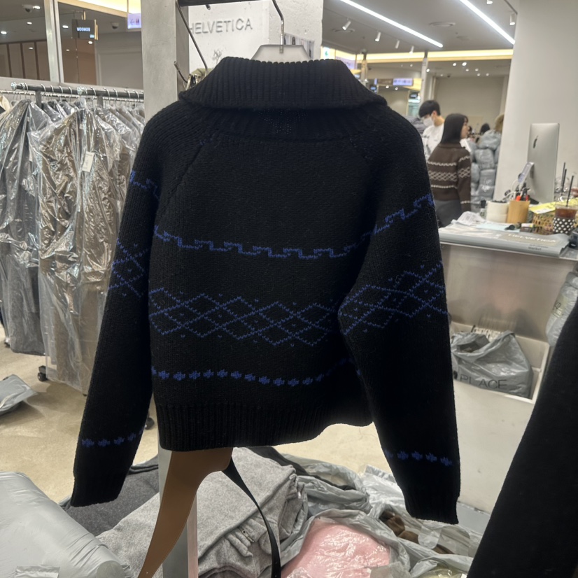 HELVETICA韓國代購㊣女裝新款時尚職業人氣25秋冬針織衫拉鏈HELVETICA針織衫