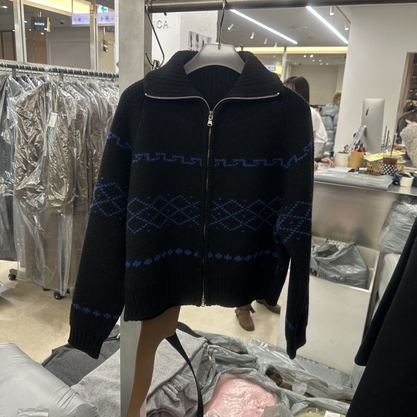 HELVETICA韓國代購㊣女裝新款時尚職業人氣25秋冬針織衫拉鏈HELVETICA針織衫圖色2