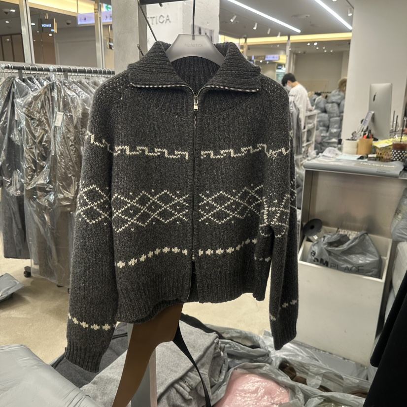 HELVETICA韓國代購㊣女裝新款時尚職業人氣25秋冬針織衫拉鏈HELVETICA針織衫圖色3