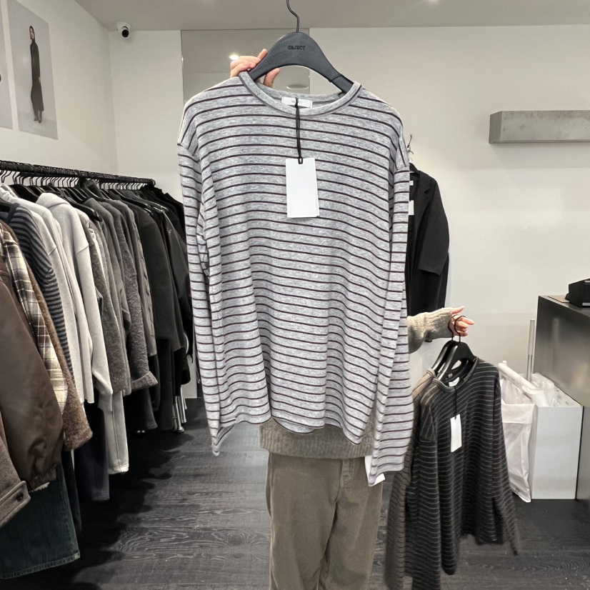 OBJECT東大門㊣實拍女士新品熱賣25秋冬真品休閑職業長袖T恤OBJECT長袖T恤圖色2
