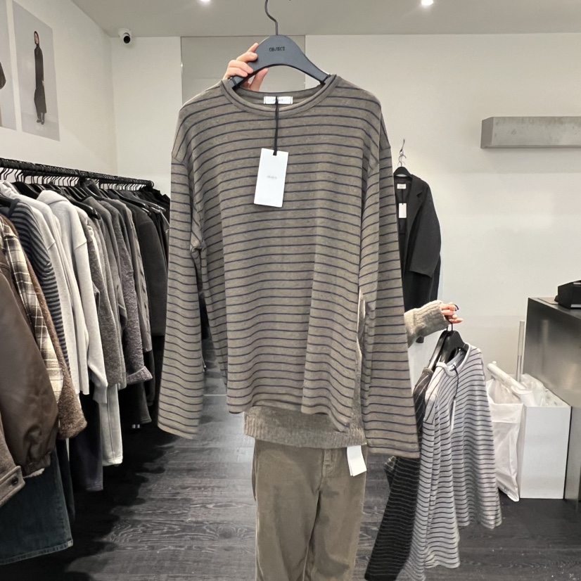 OBJECT東大門㊣實拍女士新品熱賣25秋冬真品休閑職業長袖T恤OBJECT長袖T恤圖色3