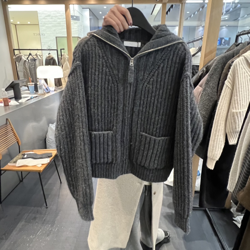 OBJECT東大門㊣直郵女裝新款真品休閑職業推薦毛衣羊駝毛拉鏈OBJECT毛衣圖色1