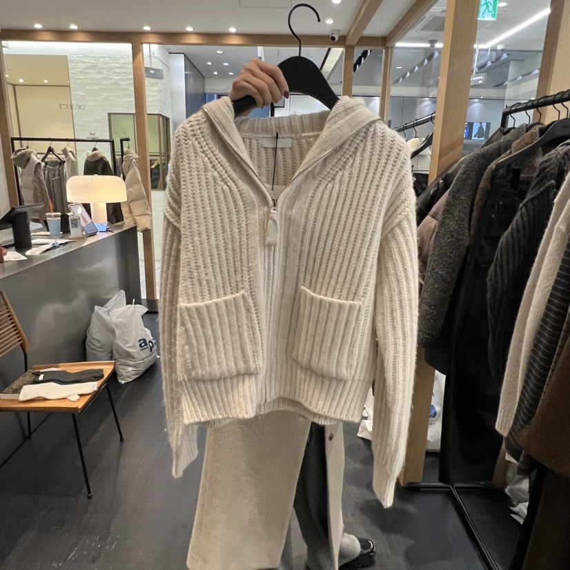 OBJECT東大門㊣直郵女裝新款真品休閑職業推薦毛衣羊駝毛拉鏈OBJECT毛衣圖色2