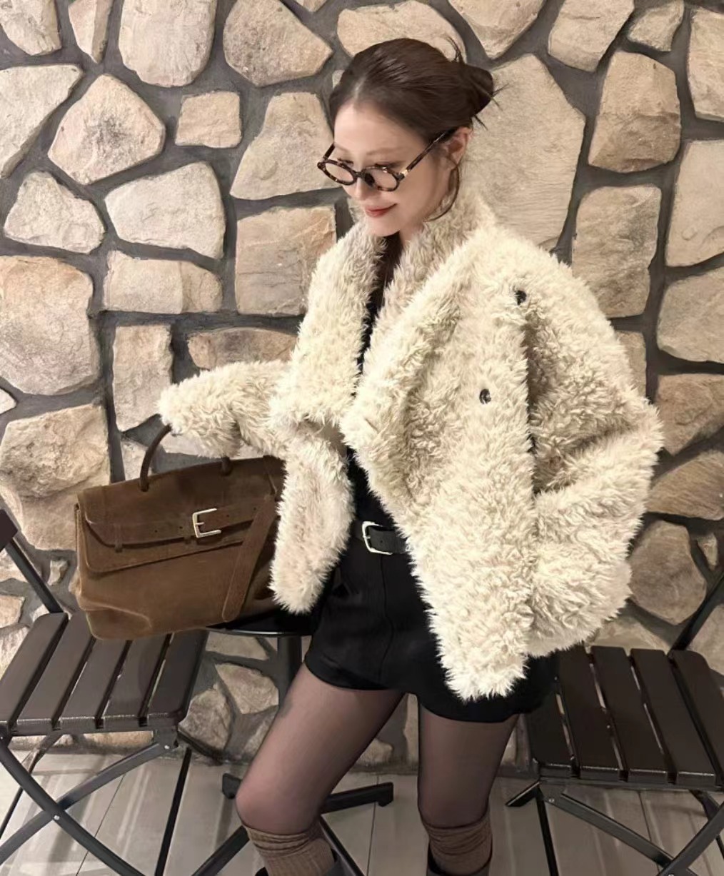 PLEASE東大門㊣實拍女士新品休閑人氣時尚職業推薦短款大衣PLEASE短款大衣