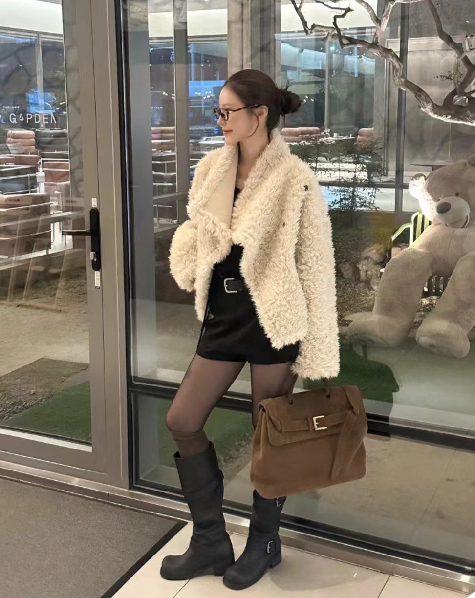 PLEASE東大門㊣實拍女士新品休閑人氣時尚職業推薦短款大衣PLEASE短款大衣