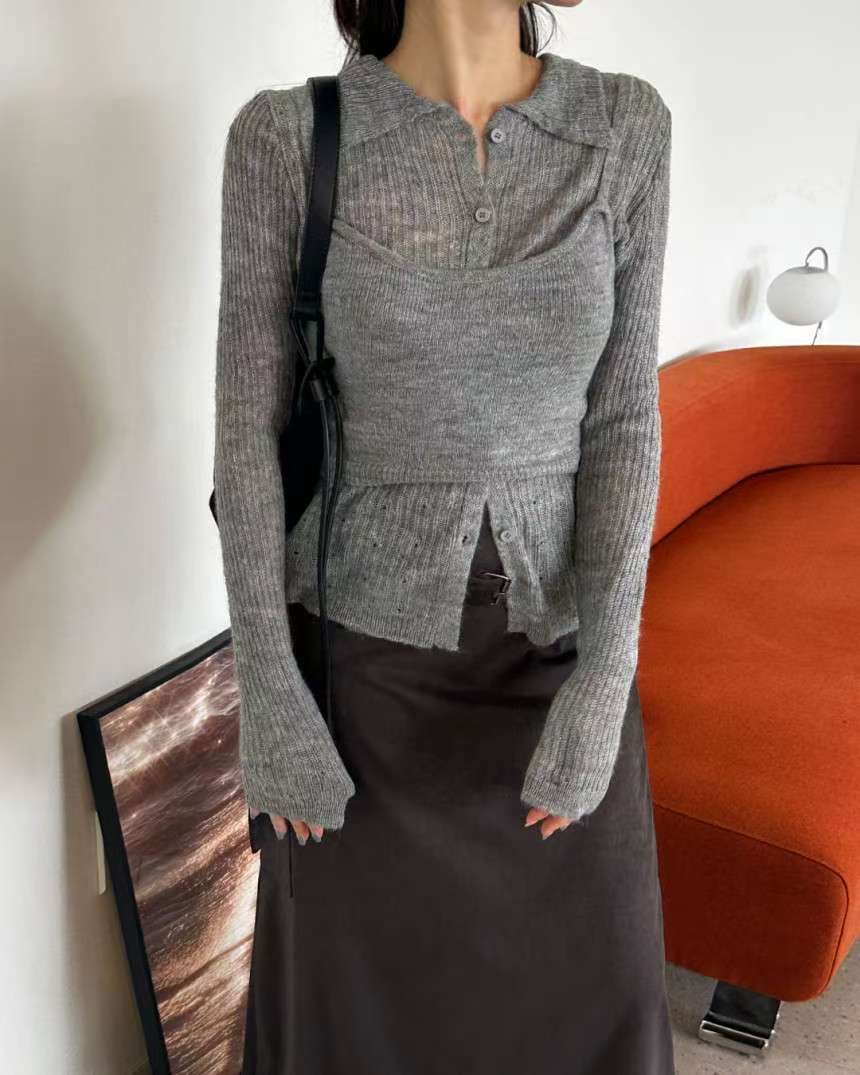 THENEEDS東大門㊣實拍女士新品時尚人氣休閑真品套裝開襟衫THENEEDS套裝圖色1