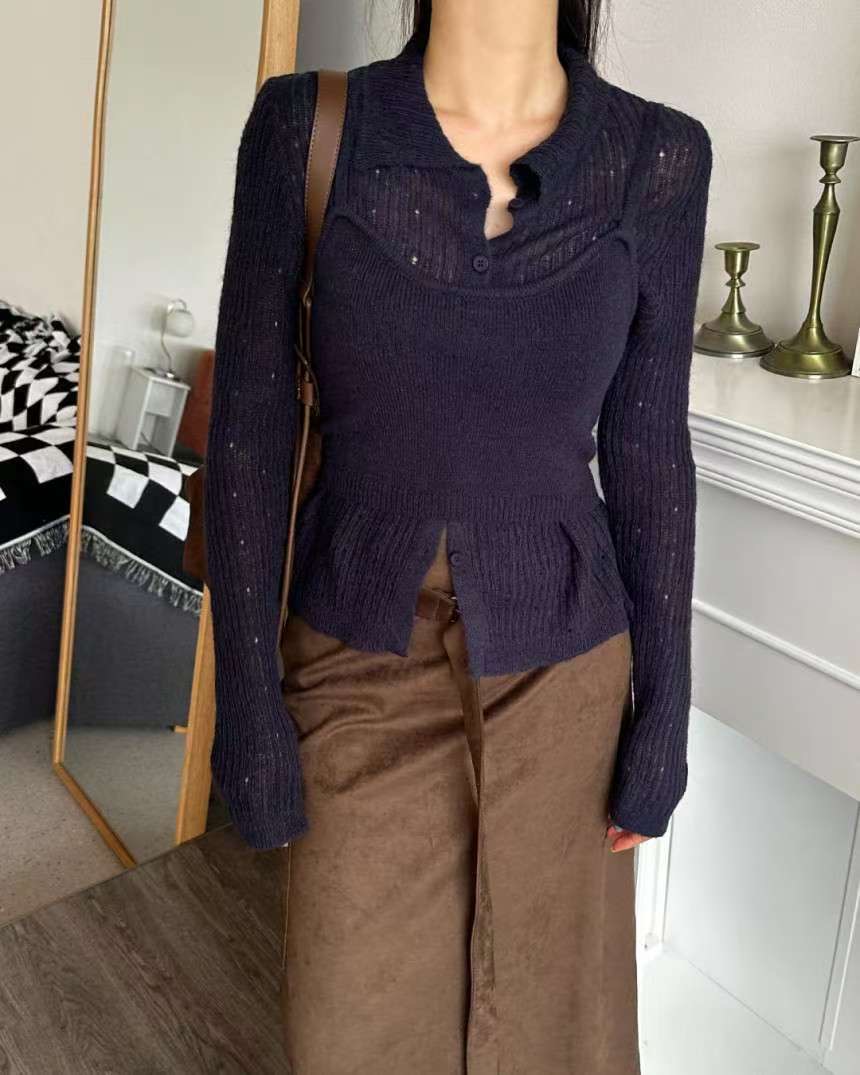 THENEEDS東大門㊣實拍女士新品時尚人氣休閑真品套裝開襟衫THENEEDS套裝圖色2