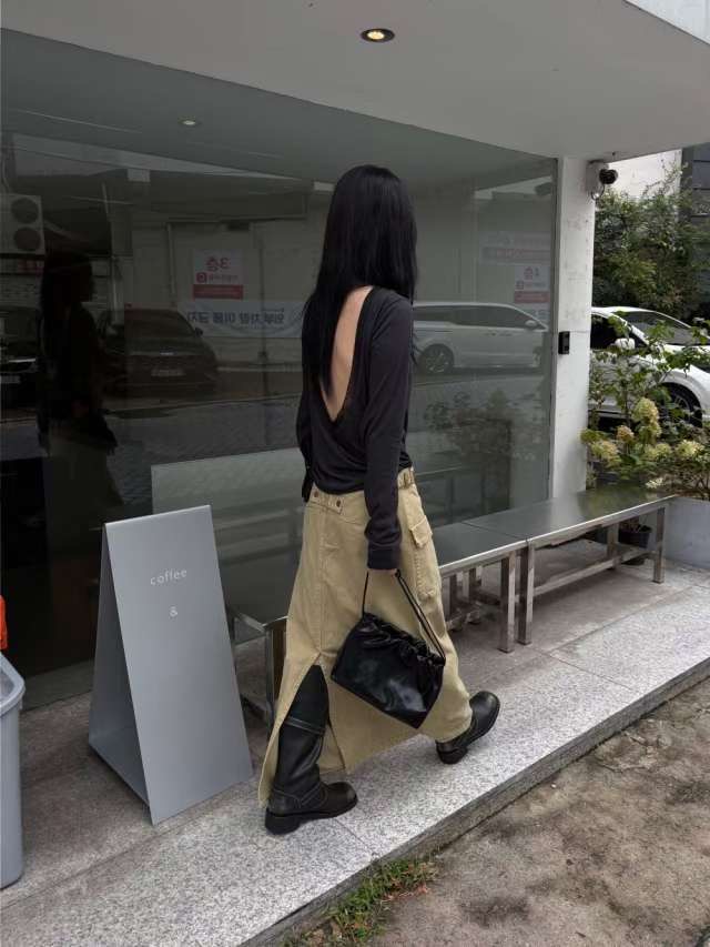 THENEEDS韓國代購㊣女士新品時尚人氣休閑真品推薦長裙口袋THENEEDS長裙