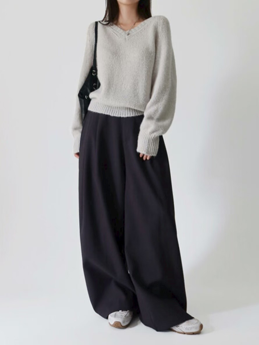 THENEEDS韓國直郵㊣女士新款職業25秋冬時尚熱賣休閑褲褶皺THENEEDS休閑褲