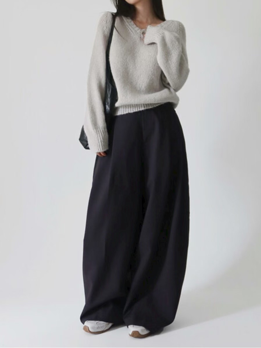 THENEEDS韓國直郵㊣女士新款職業25秋冬時尚熱賣休閑褲褶皺THENEEDS休閑褲