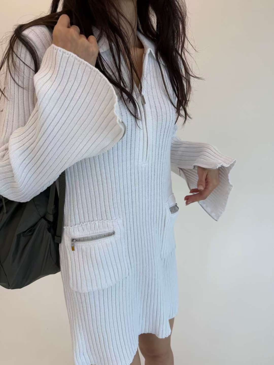 THENEEDS韓國代購㊣女士新款熱賣職業推薦休閑25秋冬連衣裙拉鏈THENEEDS連衣裙