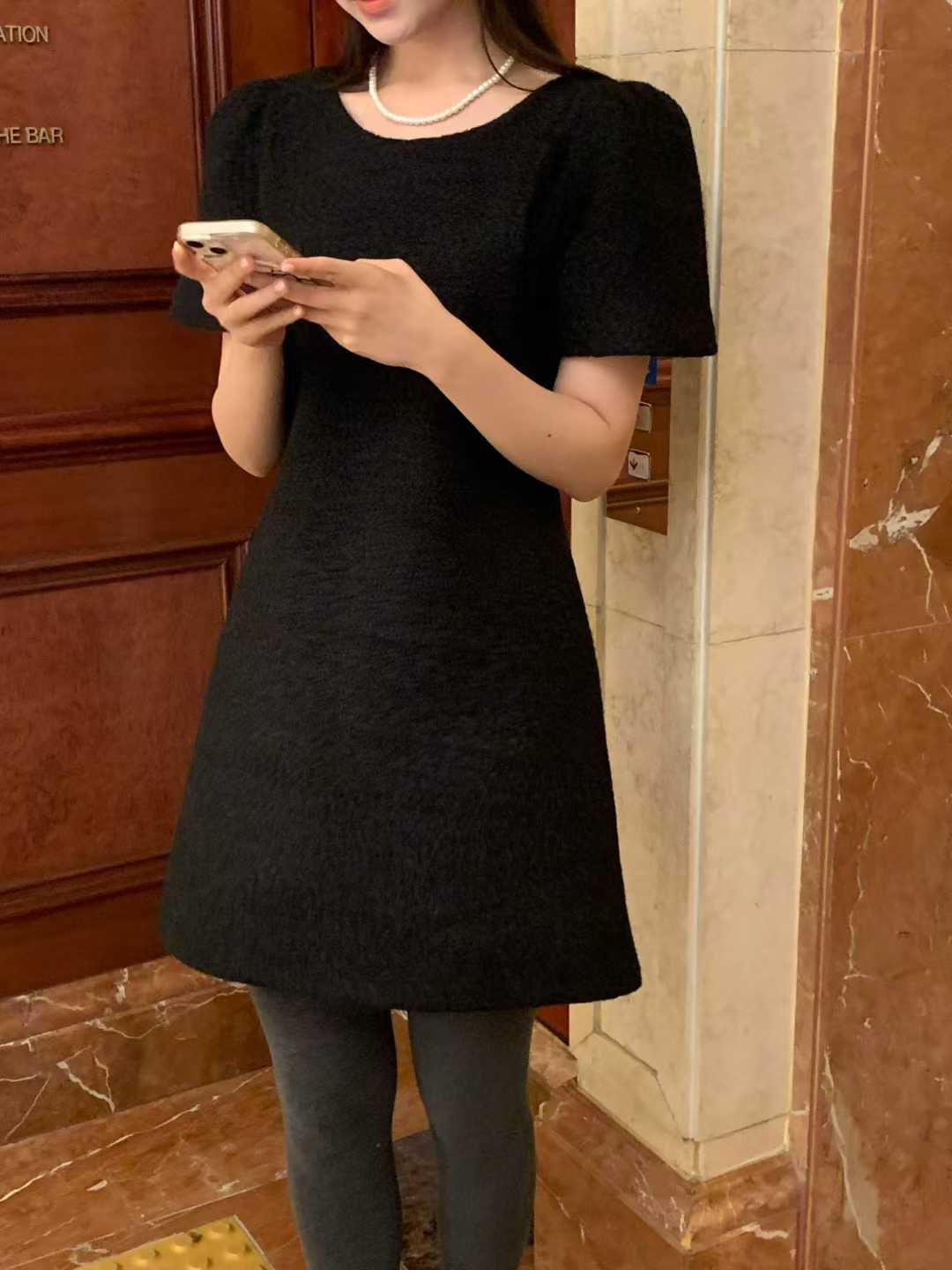 ALL OVER東大門㊣代購女士新品時尚25秋冬人氣休閑連衣裙柔軟ALL OVER連衣裙圖色1