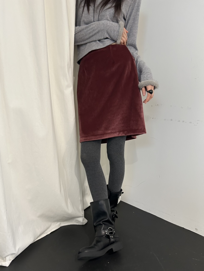 ME MO東大門㊣代購女士新款休閑職業人氣半身裙中短裙天鵝絨ME MO半身裙/中短裙