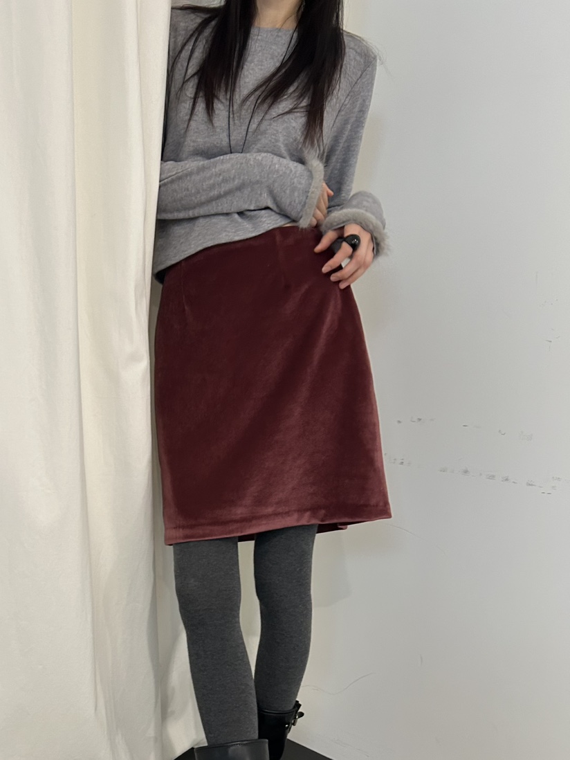 ME MO東大門㊣代購女士新款休閑職業人氣半身裙中短裙天鵝絨ME MO半身裙/中短裙
