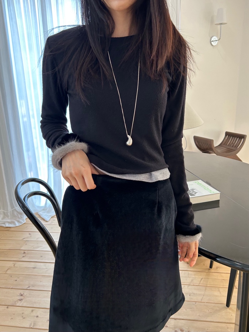 ME MO東大門㊣直郵女士新品人氣真品25秋冬推薦長袖T恤貂皮ME MO長袖T恤