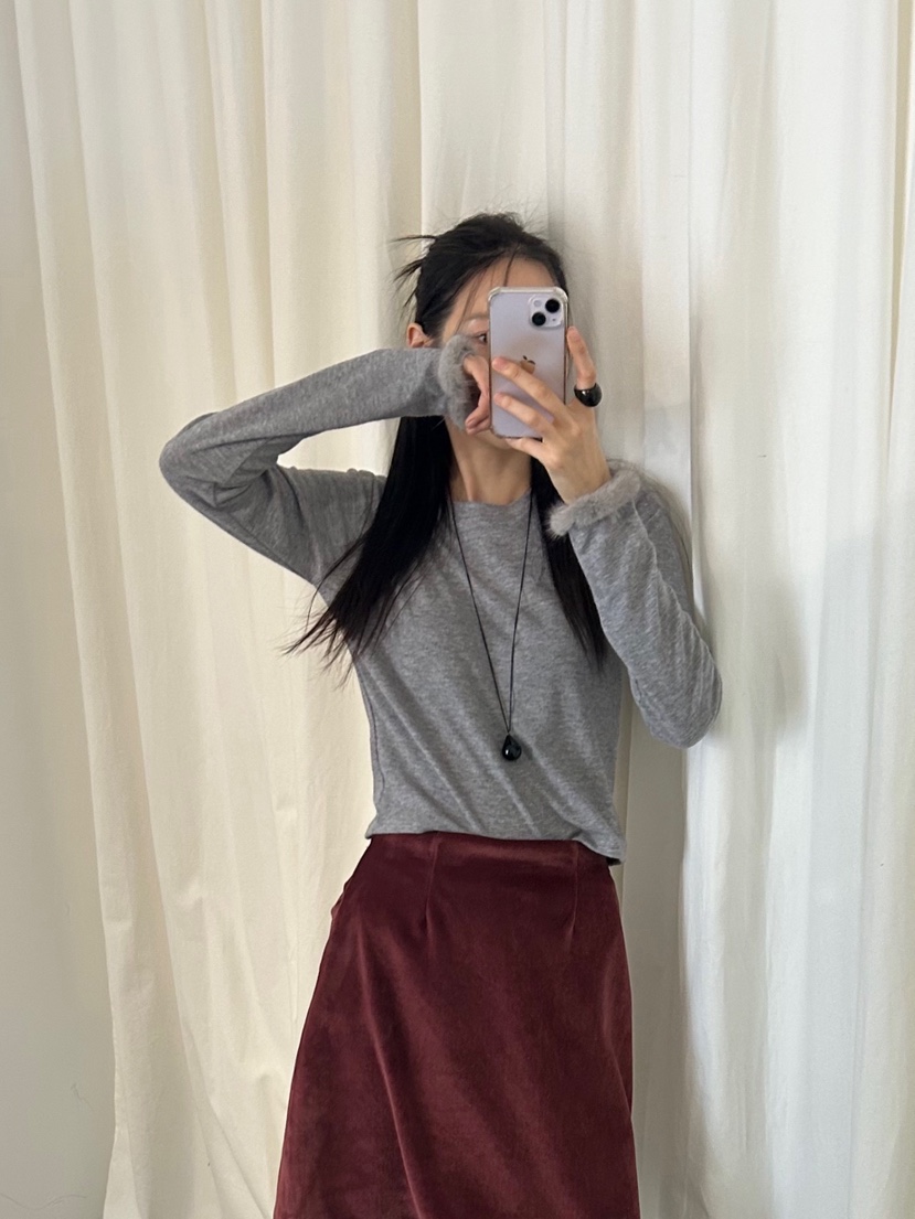 ME MO東大門㊣直郵女士新品人氣真品25秋冬推薦長袖T恤貂皮ME MO長袖T恤