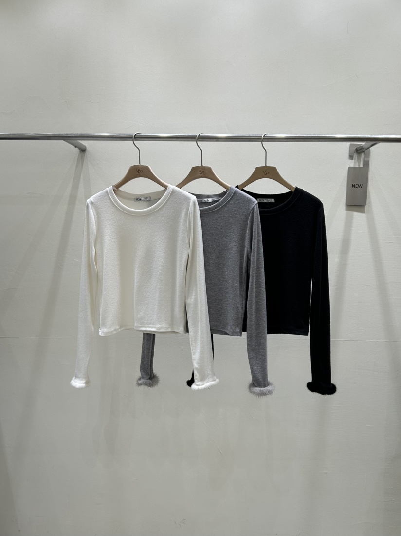 ME MO東大門㊣直郵女士新品人氣真品25秋冬推薦長袖T恤貂皮ME MO長袖T恤