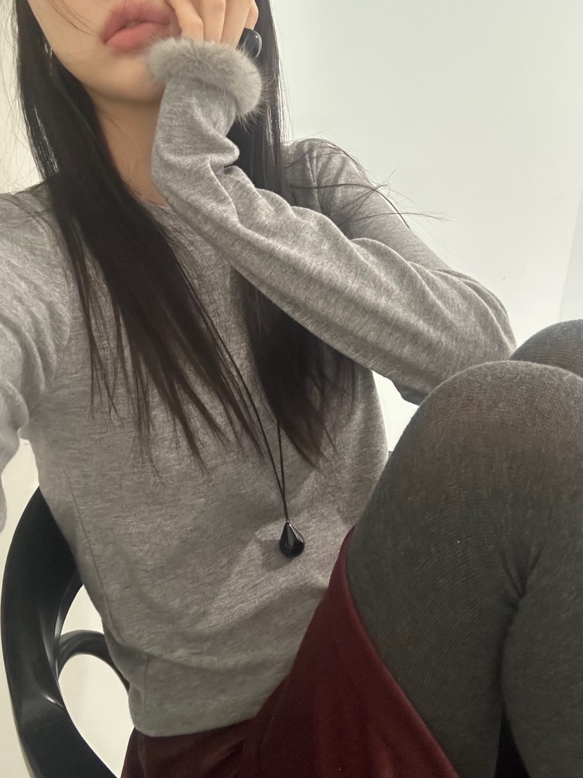 ME MO東大門㊣直郵女士新品人氣真品25秋冬推薦長袖T恤貂皮ME MO長袖T恤圖色2