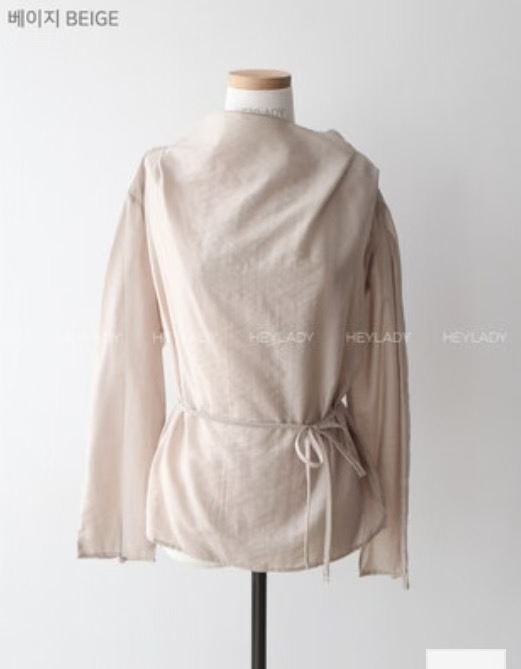 HARA東大門㊣實拍女士新品休閑25秋冬時尚襯衫蕾絲衫含腰繩HARA襯衫/蕾絲衫圖色2