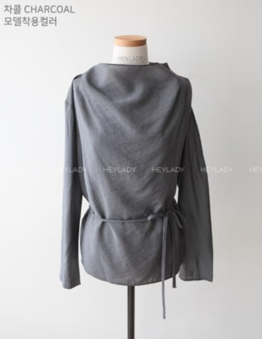 HARA東大門㊣實拍女士新品休閑25秋冬時尚襯衫蕾絲衫含腰繩HARA襯衫/蕾絲衫圖色3