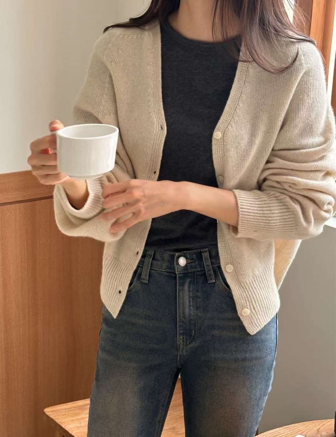 HARA東大門㊣實拍女士新品推薦25秋冬人氣休閑針織衫不含內搭HARA針織衫圖色1