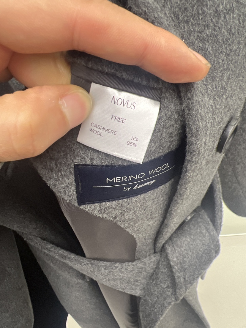 NOVUS東大門㊣實拍女士新款時尚休閑中長款大衣含腰帶羊毛羊絨NOVUS中長款大衣