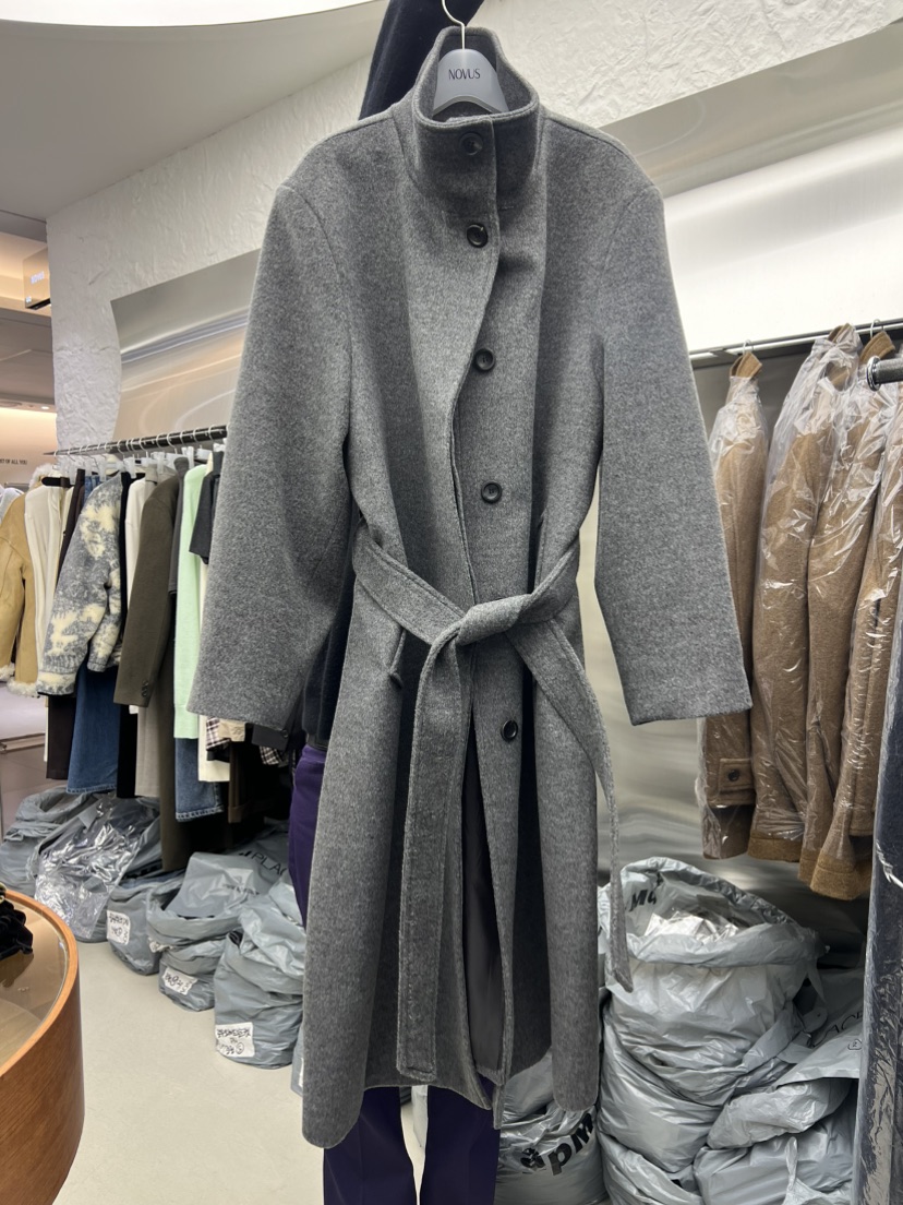NOVUS東大門㊣實拍女士新款時尚休閑中長款大衣含腰帶羊毛羊絨NOVUS中長款大衣圖色1