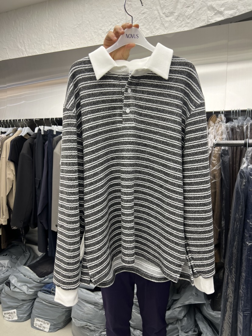 NOVUS東大門㊣代購女裝新款真品職業推薦時尚25秋冬長袖T恤條紋NOVUS長袖T恤圖色1