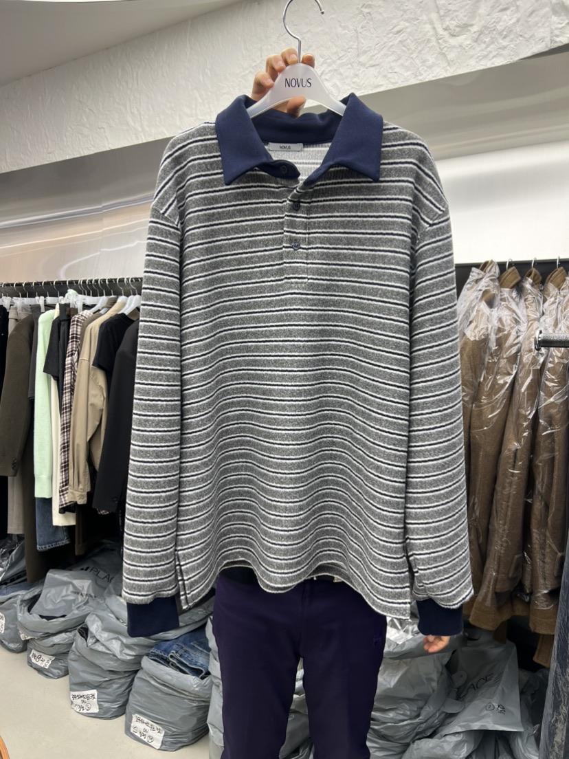 NOVUS東大門㊣代購女裝新款真品職業推薦時尚25秋冬長袖T恤條紋NOVUS長袖T恤圖色2