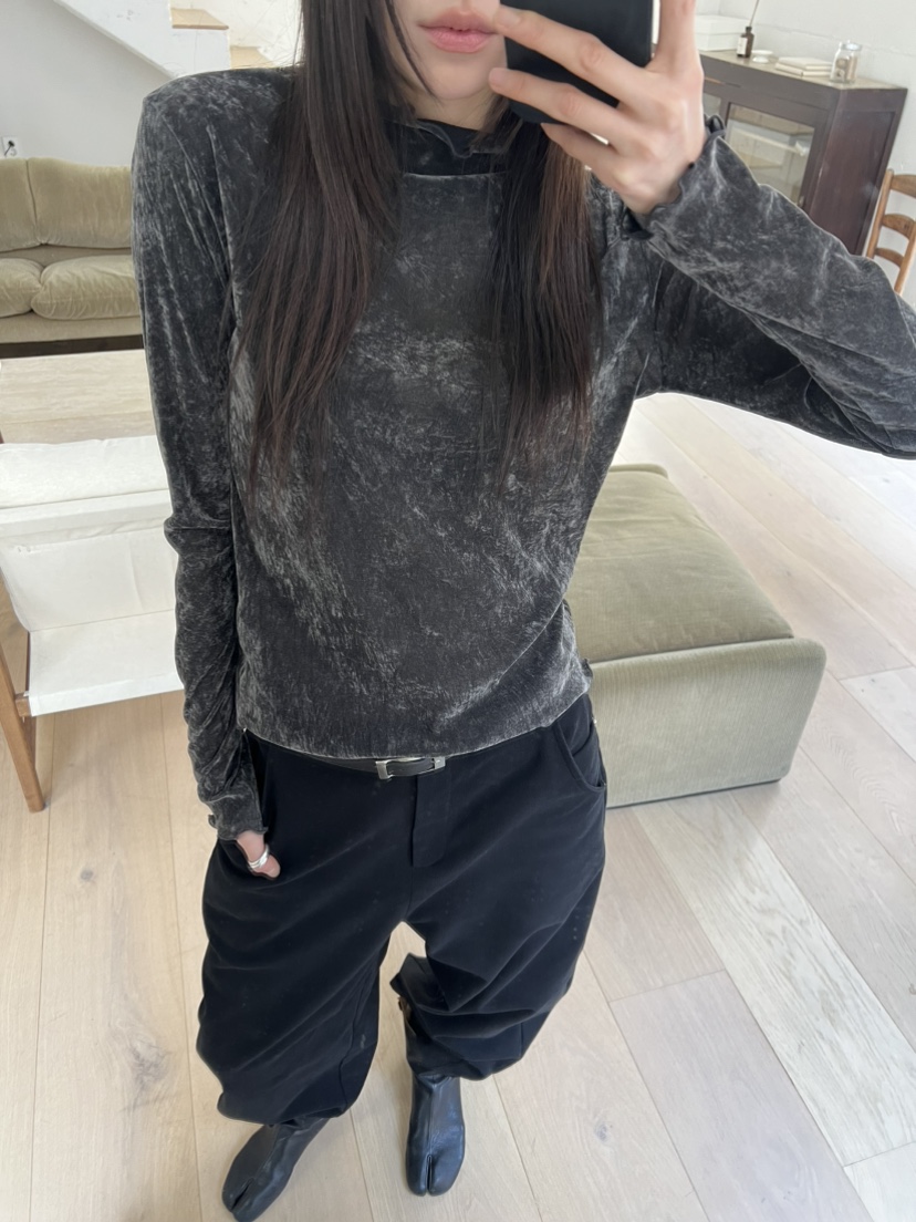 NOVUS東大門㊣直郵女裝新品休閑職業人氣推薦長袖T恤天鵝絨NOVUS長袖T恤