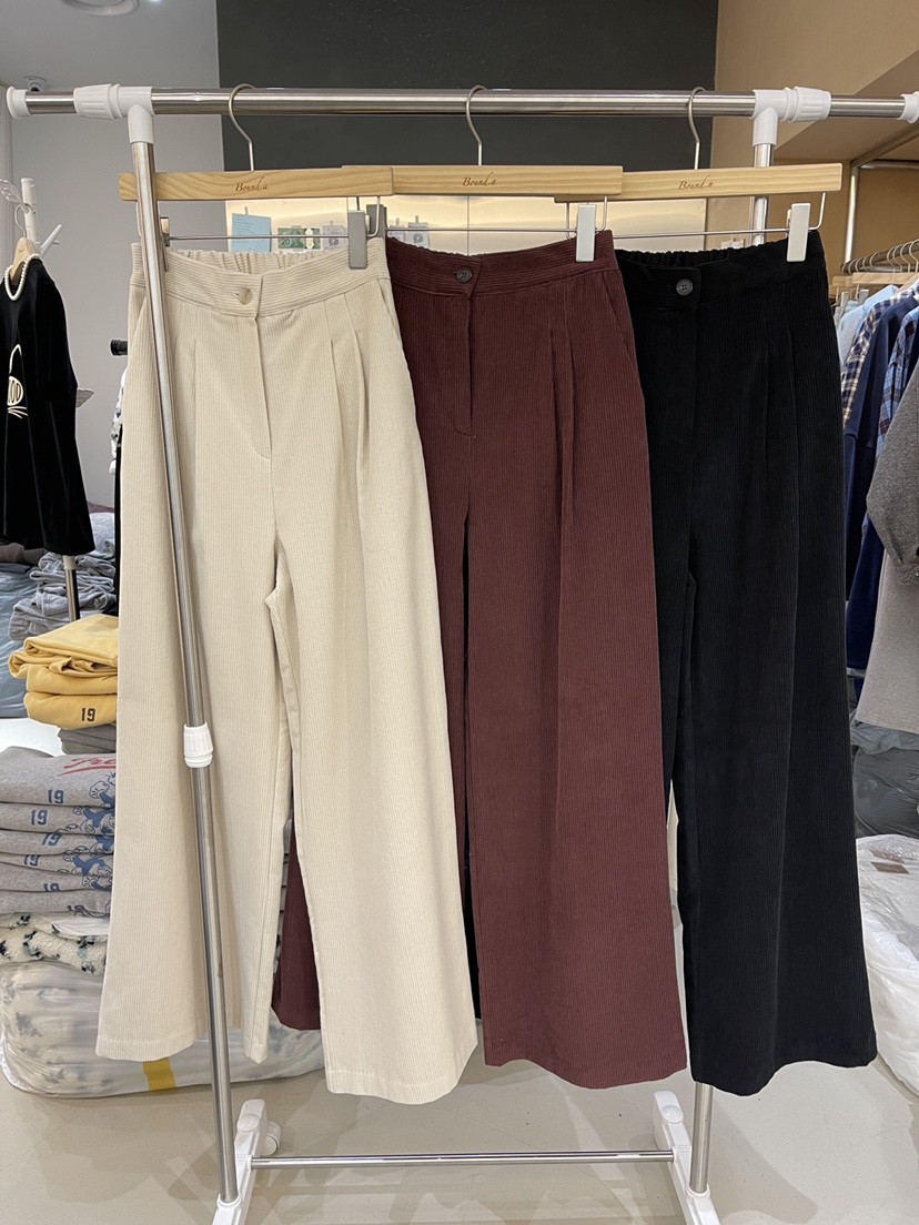 BOUND.A東大門㊣實拍女裝新品推薦熱賣25秋冬休閑褲褶裥絎縫BOUND.A休閑褲圖色2左二色