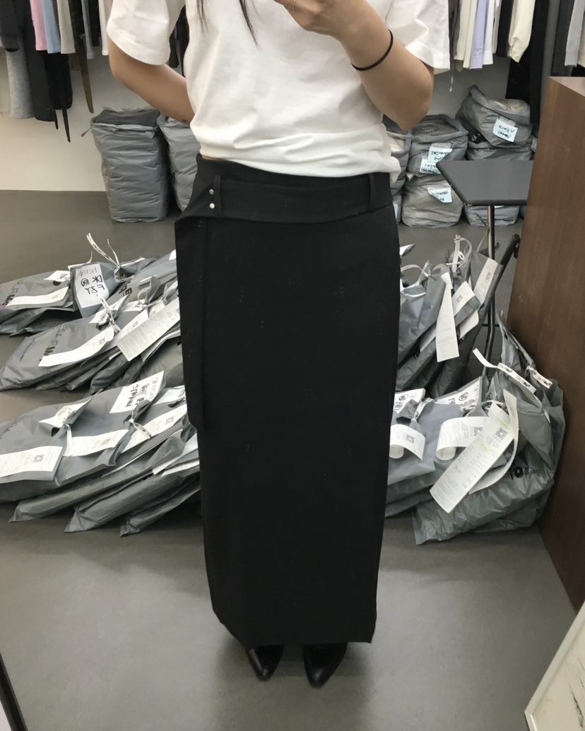 HEMP-P韓國直郵㊣女士新品真品人氣25秋冬休閑職業長裙含腰帶hemp長裙