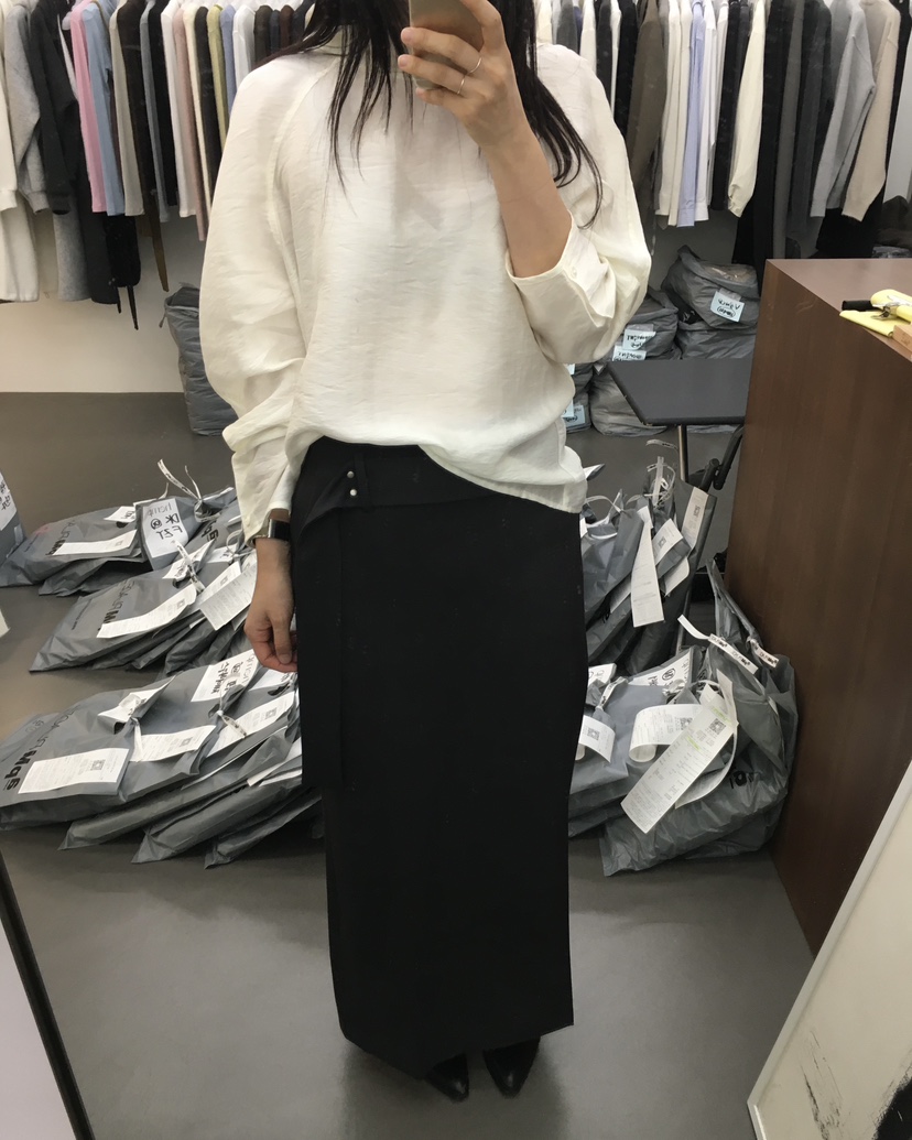 HEMP-P韓國直郵㊣女士新品真品人氣25秋冬休閑職業長裙含腰帶hemp長裙