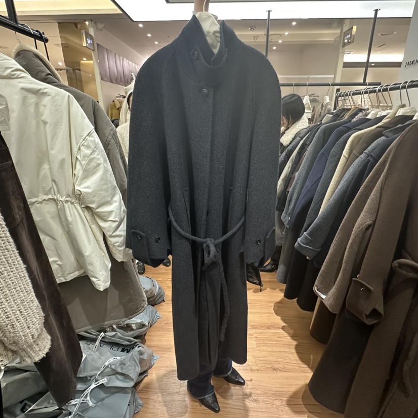 JADEMARKET東大門㊣代購女士新款休閑推薦中長款大衣含腰帶JADE MARKET中長款大衣圖色2