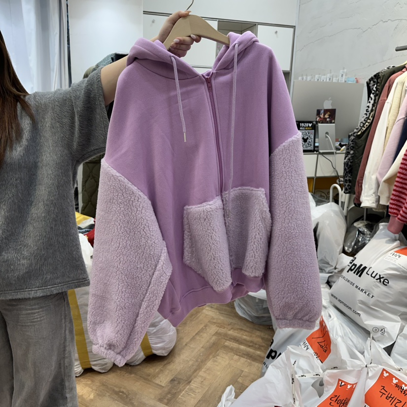 DE LINE東大門㊣直郵女士新款職業熱賣25秋冬衛衣連帽衫加絨DE LINE衛衣圖色2