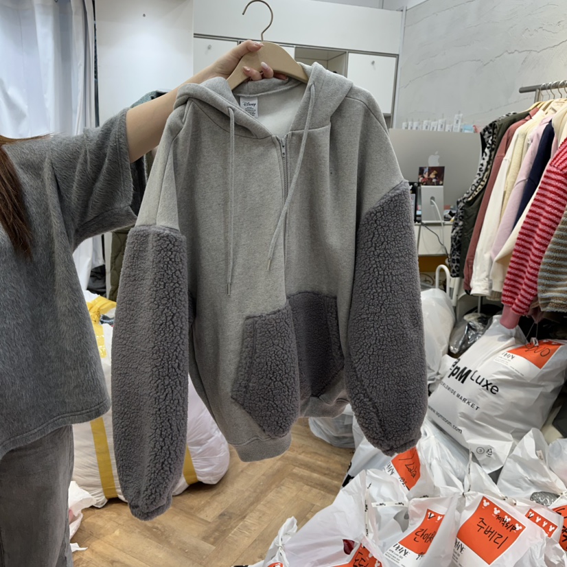 DE LINE東大門㊣直郵女士新款職業熱賣25秋冬衛衣連帽衫加絨DE LINE衛衣圖色3