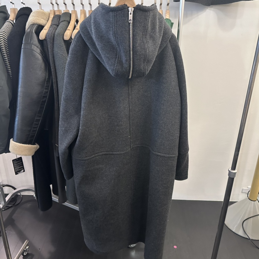 EGG東大門㊣直郵女裝新品人氣推薦休閑25秋冬中長款大衣連帽衫EGG-訂貨周期長中長款大衣