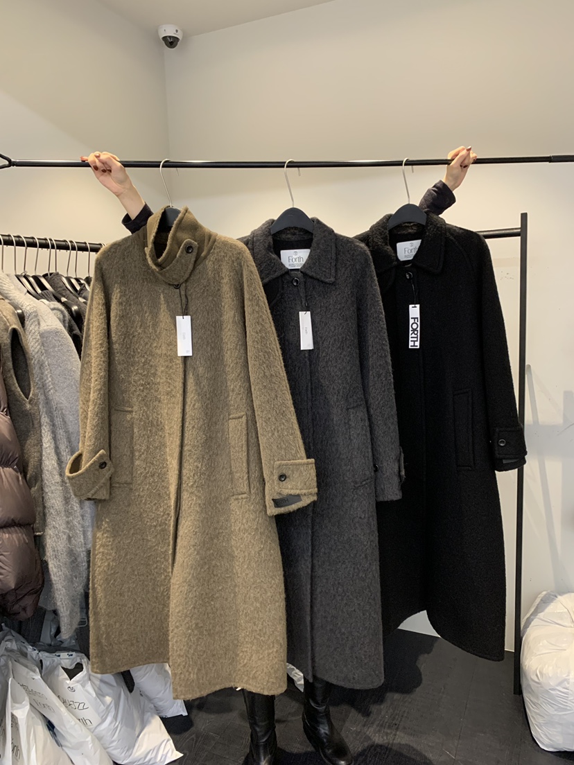FORTH韓國代購㊣女士新款時尚休閑推薦25秋冬中長款大衣羊駝FORTH中長款大衣