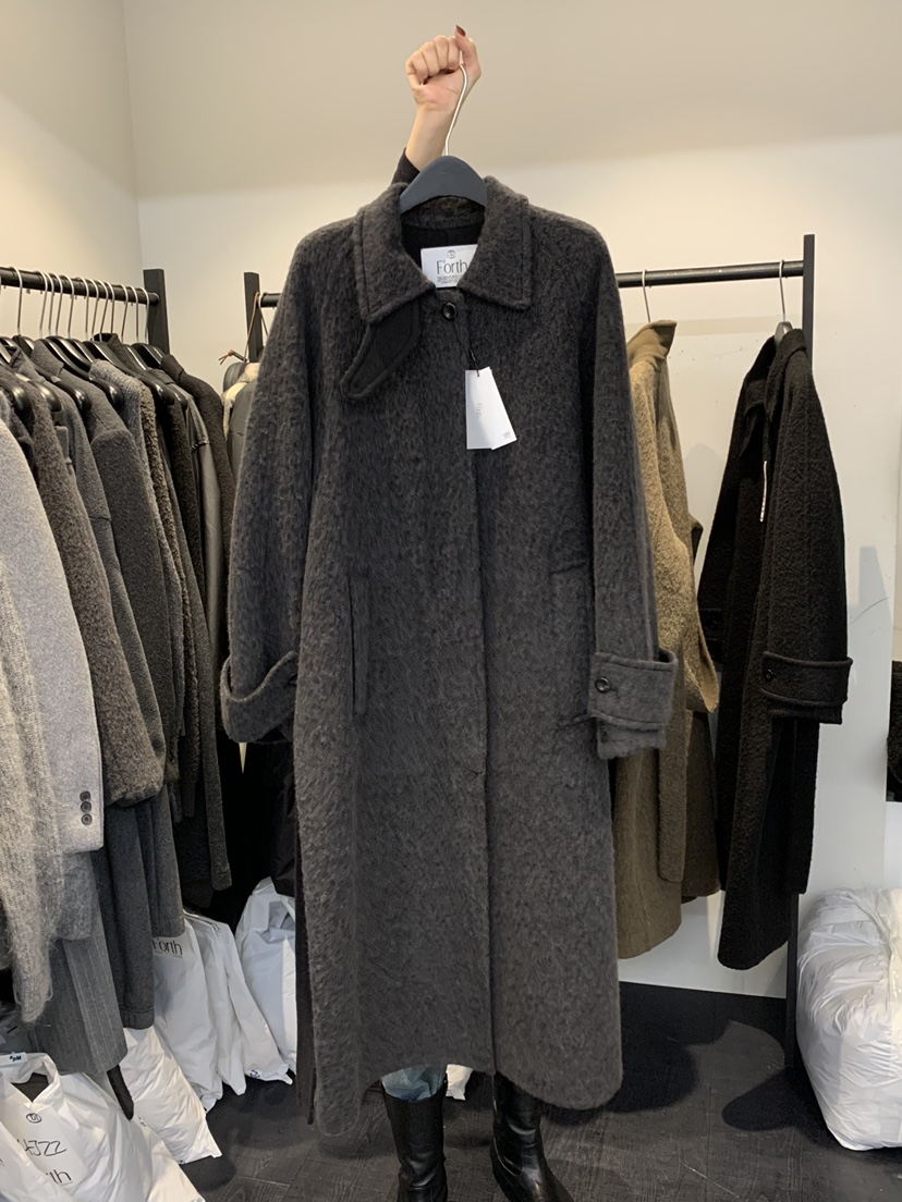 FORTH韓國代購㊣女士新款時尚休閑推薦25秋冬中長款大衣羊駝FORTH中長款大衣圖色2
